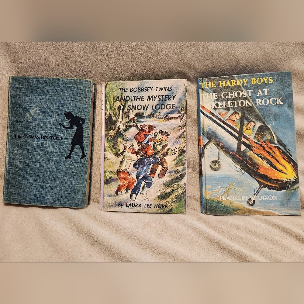 Vintage Mystery Book Lot: Nancy Drew, Hardy Boys, Bobbsey Twins Hardcover Bundle